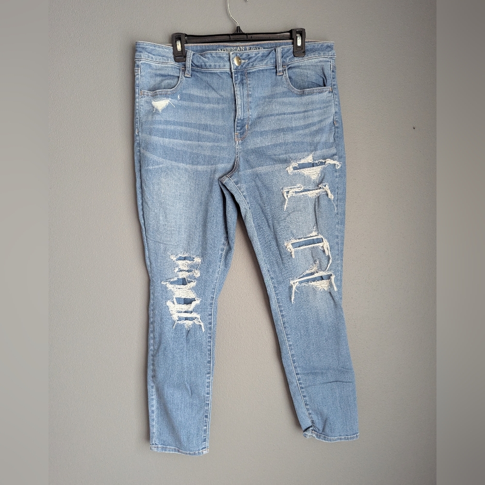 American Eagle Outfitters Distressed Blue Skinny Jeans